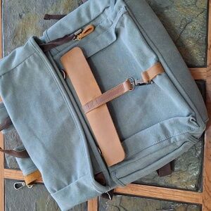 Stylish Leather & Soft Cotton Canvas Backpack